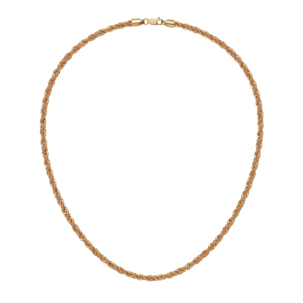 Цепь из комбинированного золота 585, плетение «Корда с шариковой цепочкой»